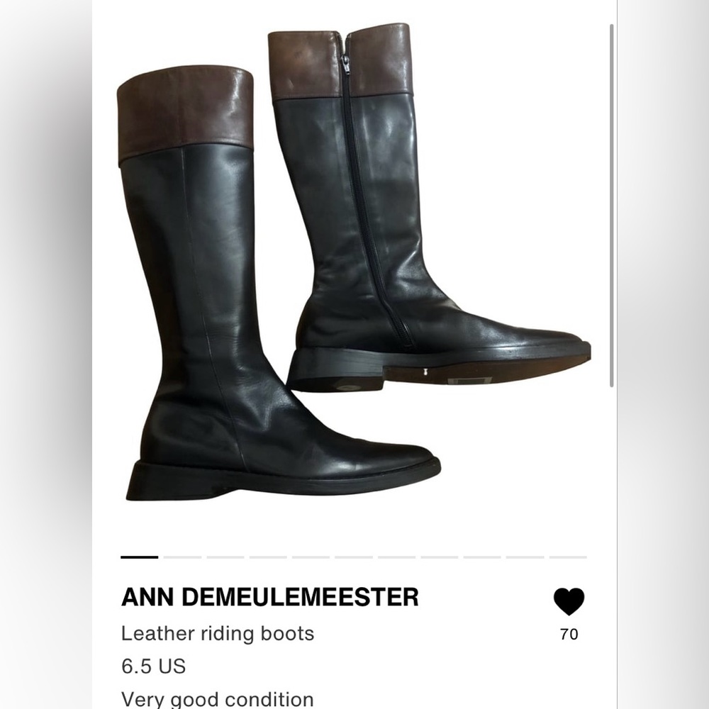 Ann Demeulemeester black/brown riding boot. Finest leather beautiful style
